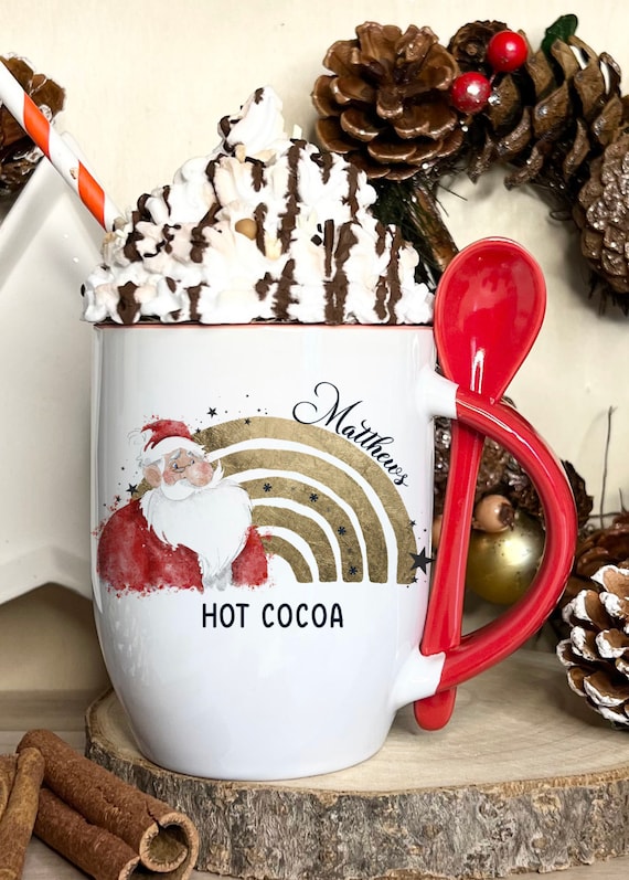 Tasse de Noël personnalisée au chocolat chaud. Tasse en céramique de luxe  avec cuillère parfaite pour le chocolat chaud/cacao -  France