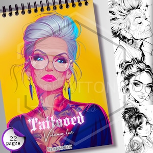 Tattooed Women Colouring Book: A4 Art Therapy (22 Pages)