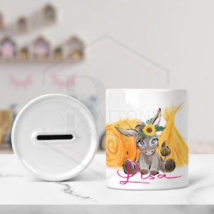 Personalized Donkey Money Pot: Ceramic Coin Bank