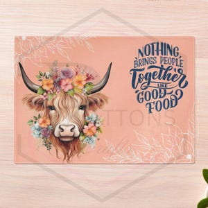 Glass Chopping board | Worktop saver | Glass cutting board  | Kitchen Decor | Highland cow decor | Cutting board | Kitchen accessories