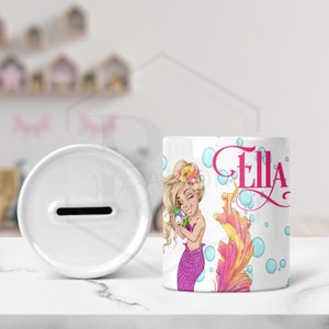 Personalized Mermaid Money Pot: Ceramic Coin Bank, Children&#39;s Savings