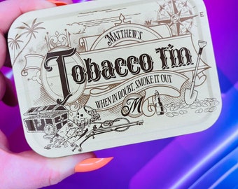 Tobacco tin, mint tin, pirate themed rollie tin, personalised large Tobacco tin, personalised cigarette case