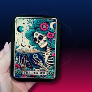 Tobacco Tin | 2oz Tobacco Tin | The Reade teal hair Tin | Mint tin | Gift Tin | Silver tobacco Tin | Gold Tin | Funny tobacco tin | Skull