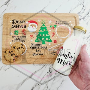 Personalisierte Heiligabend Leckerli Bord: Weihnachtsmilch & Kekse