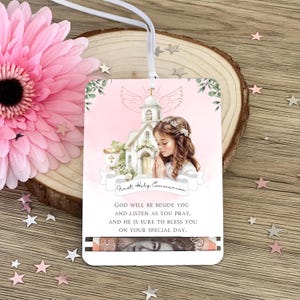 Personalisierter erster heiliger Kommunion-Acryl-Geldhalter-Anhänger - individuelles Namensandenken-Geschenk mit Gebets-Vers | Heilige Kommunion Geschenk |Kommunion