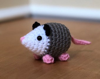 Amigurumi crochet possum plush stuffed animal