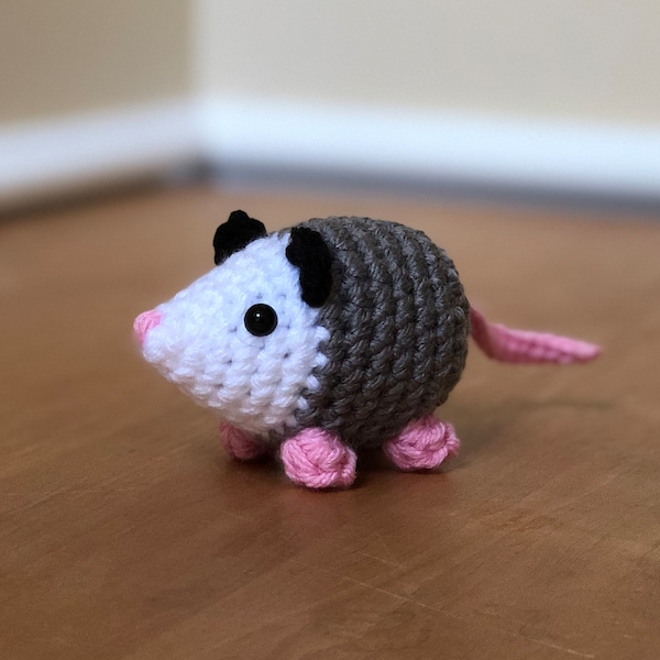 Amigurumi crochet possum plush stuffed animal