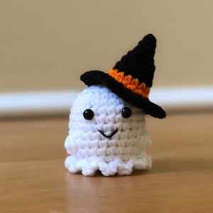 Amigurumi Crochet Ghost Stuffed Plush with Witch Hat