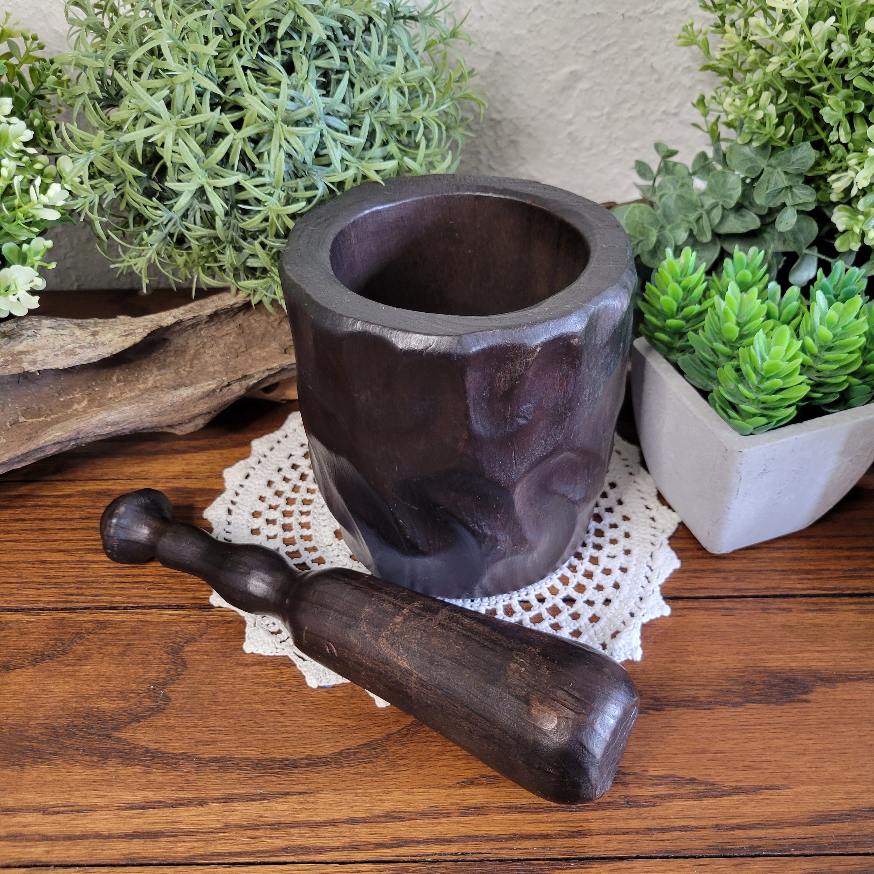 XL Mortar and Pestle/ Wooden Mortar and Pestle Etsy