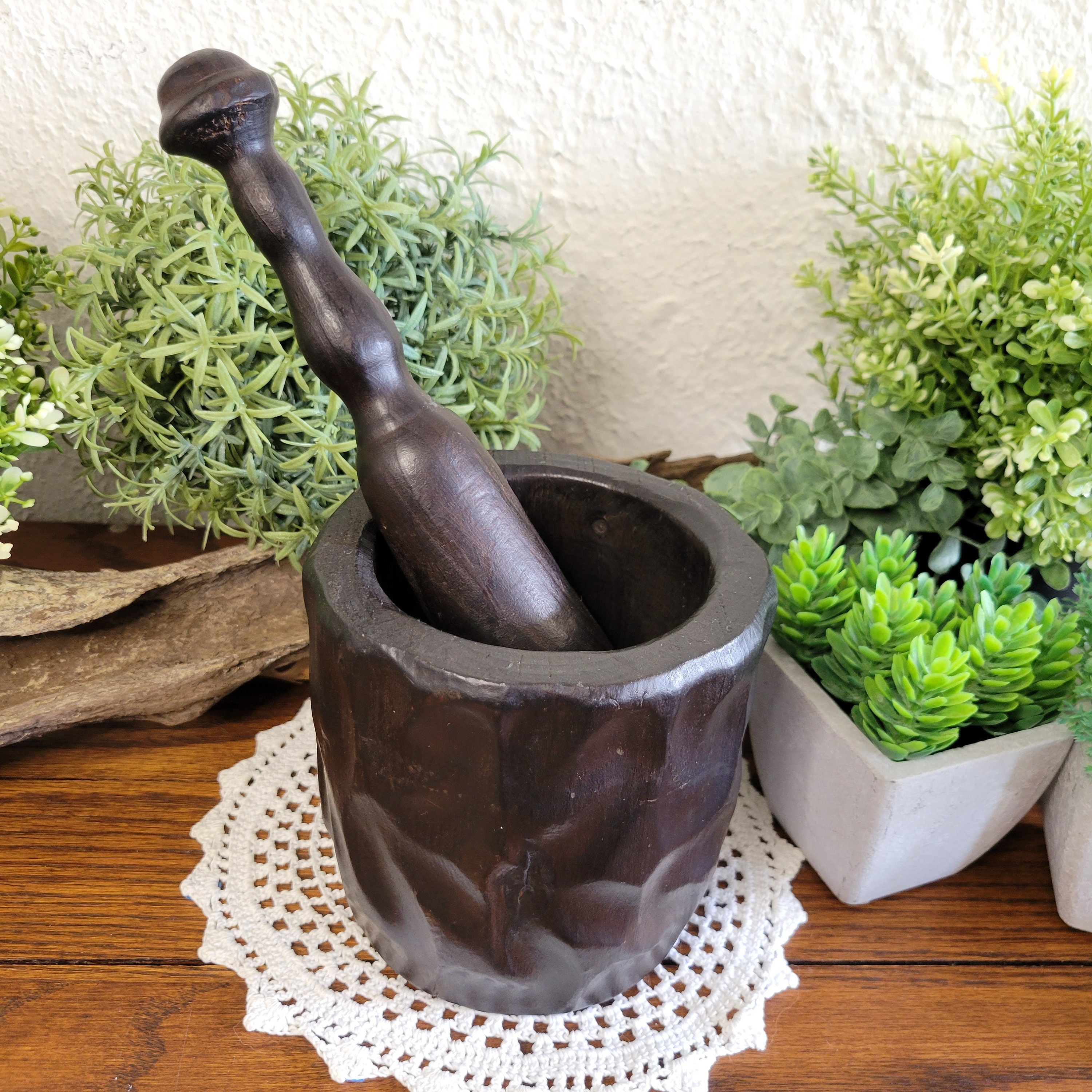 XL Mortar and Pestle/ Wooden Mortar and Pestle Etsy