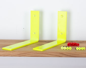 Neon Yellow Metal Shelf Brackets, L Shape Brackets, Colored Bracket Shelf