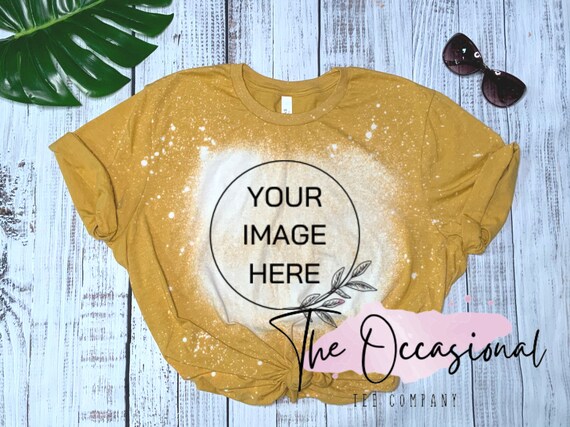Bella Canvas cvc Heather Mustard Digital Mock-up Bleached Tee | Etsy