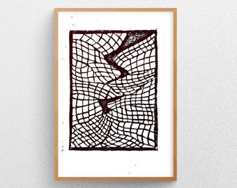 Linocut print in black - A4 - minimalist art print