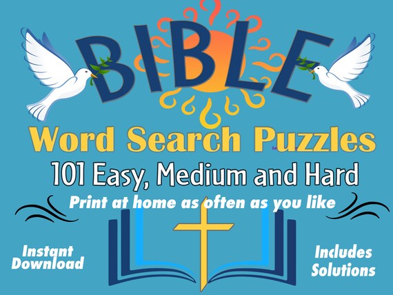 101 Printable Bible Word Search Puzzles Easy Medium Hard | Etsy