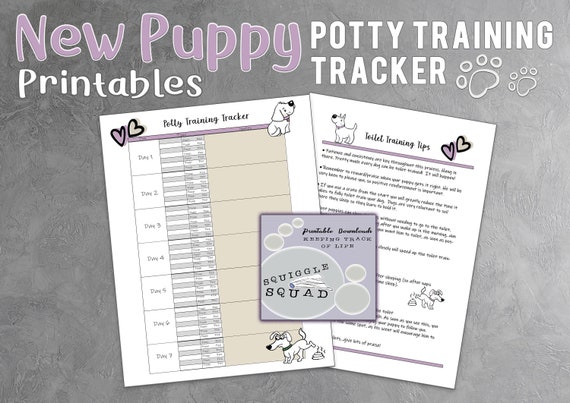 New Puppy Printable- Easy toilet training for puppies - Puppy Trackers- Potty Training - Puppy Training Planner - Potty tracker downloadable