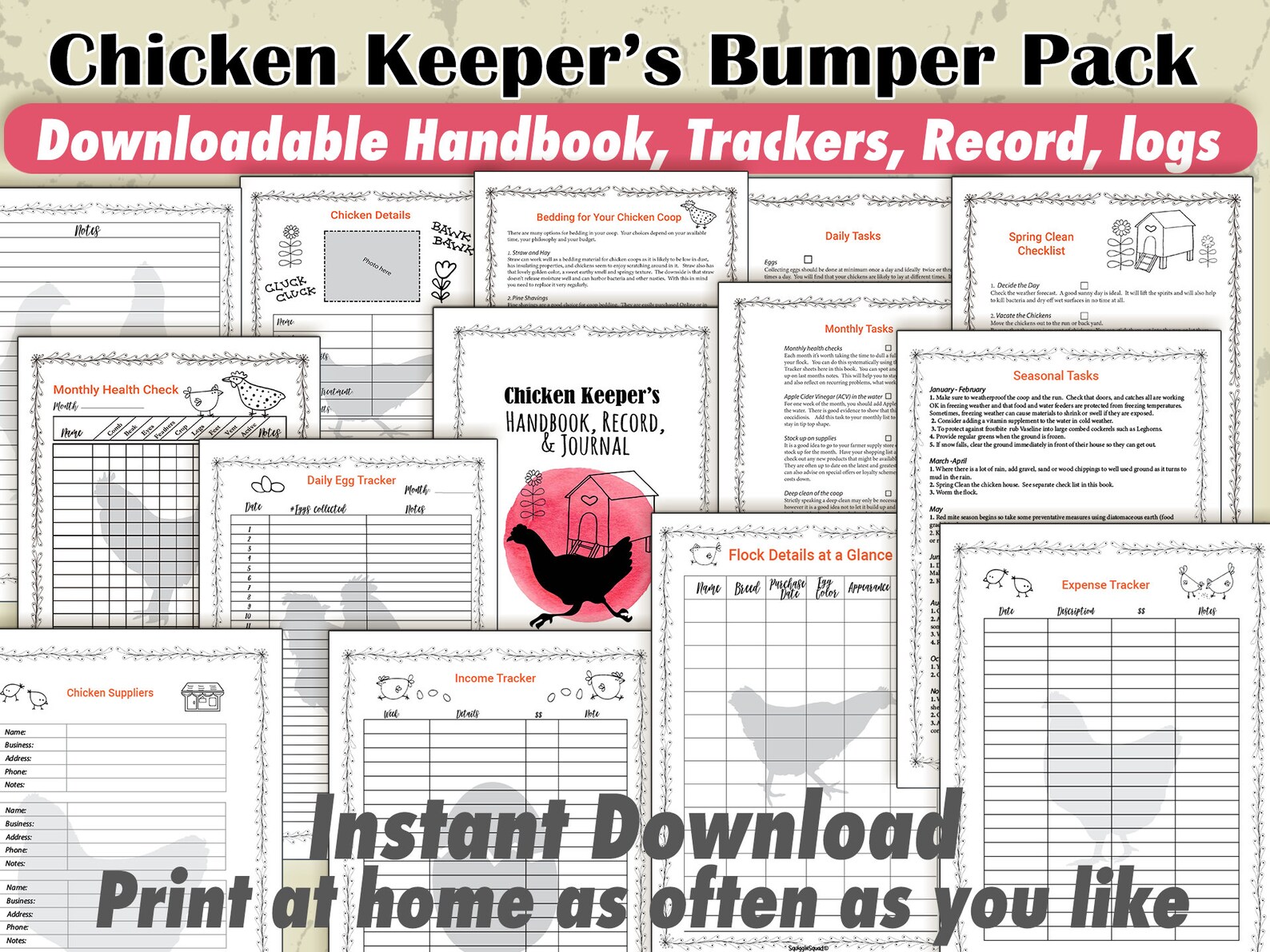 Chicken Keeper's Beginner's Handbook, Record & Journal Chicken Trackers