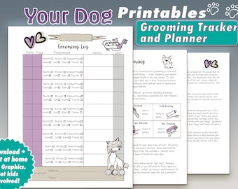 Aseo de perros imprimible- Horario de aseo para perros -Personalizado para Terriers sin pelo- Planificador de aseo - Rastreador de aseo descargable