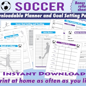 Soccer Planner for kids, Boys Soccer Goal Setting, Schedule, Month and Yearly Planner, Match Review, Soccer Organizer, Skills