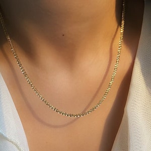 Stainless Steel Italian Sparkling Flash Clavicle Choker, Gold Plated Chain Necklace