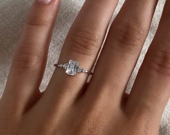 Bague en diamant simulée cz taille radiante, bague Promise délicate, argent sterling 925, bague Minimal Promise, cadeau pour elle