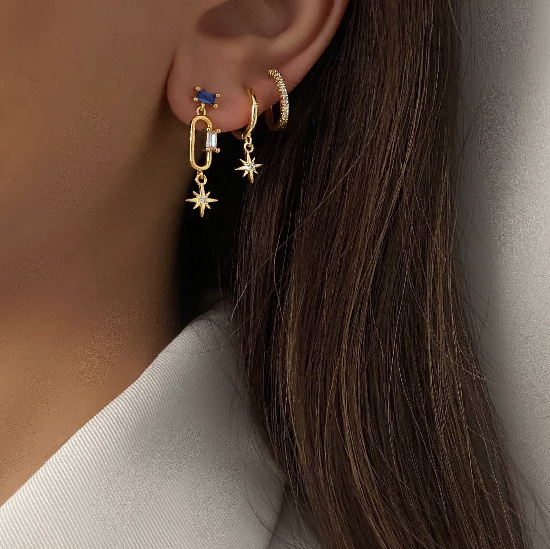 Celestial - Mismatched Moon and Star Drop Earring Set