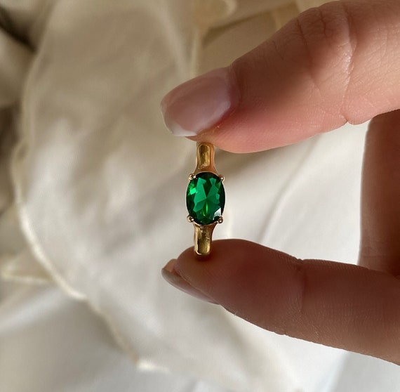 Buy 18k Emerald Green Ring, Gold Make a Statement Ring for Her, Green Stone  Ring, Green Zircon Ring, Chunky Gold Ring, Bohemian Ring, Gift Online in  India - Etsy