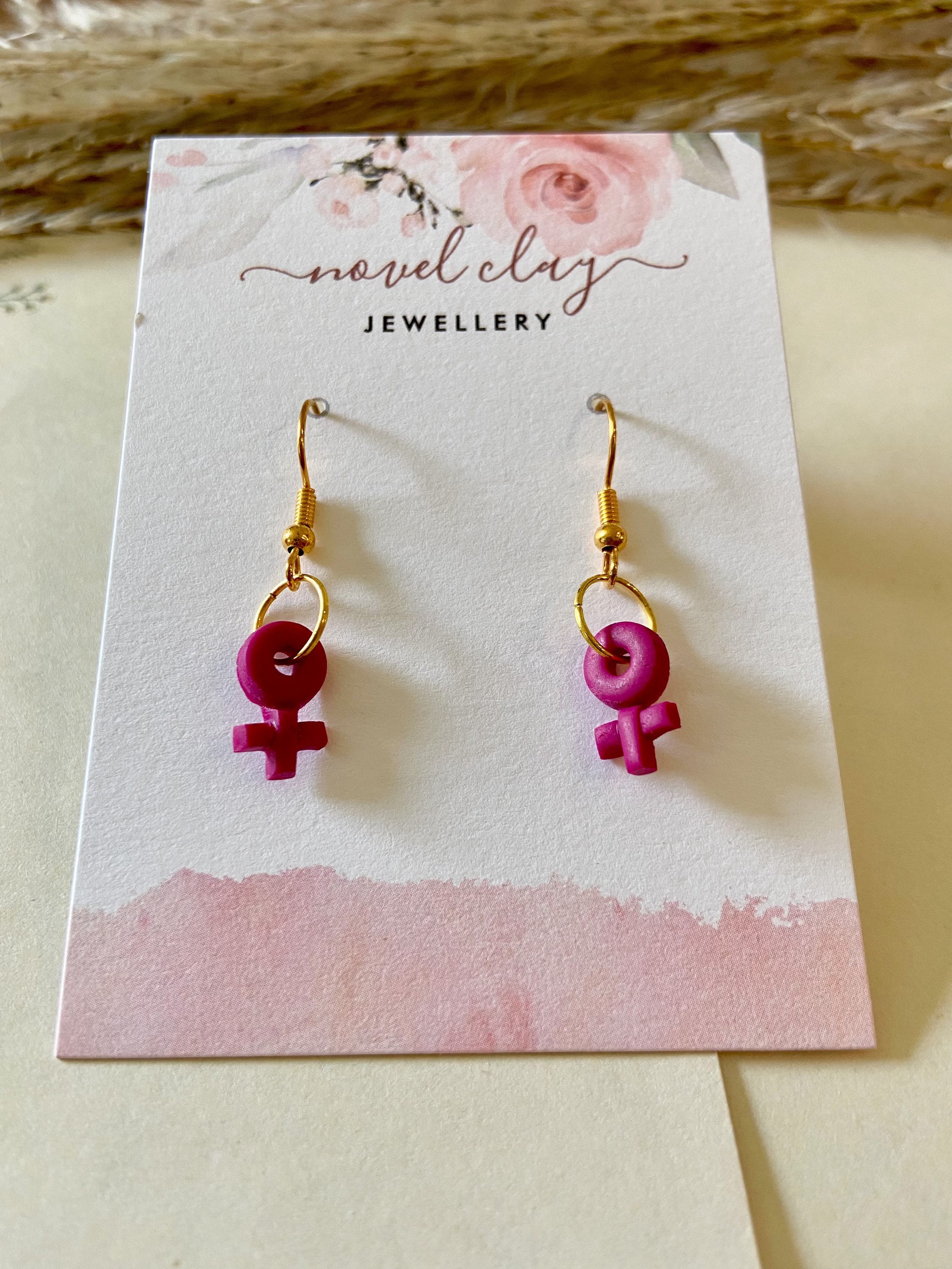 Girl power earrings gifts for her pink earrings Etsy