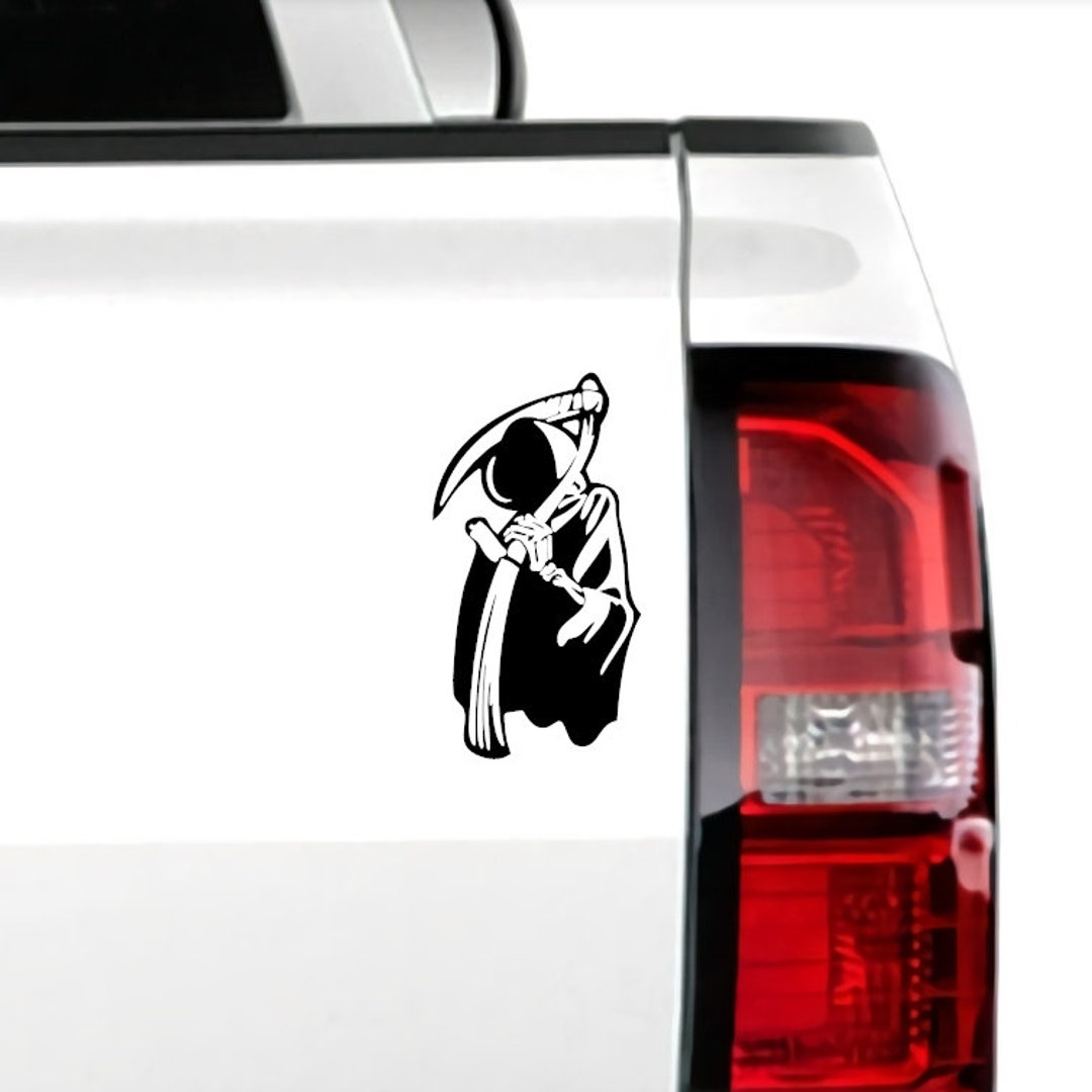 Death Reaper Sticker 20-colors Awesome Wicked Grim Reaper Death Evil 5x2.7 Vinyl Decal ...