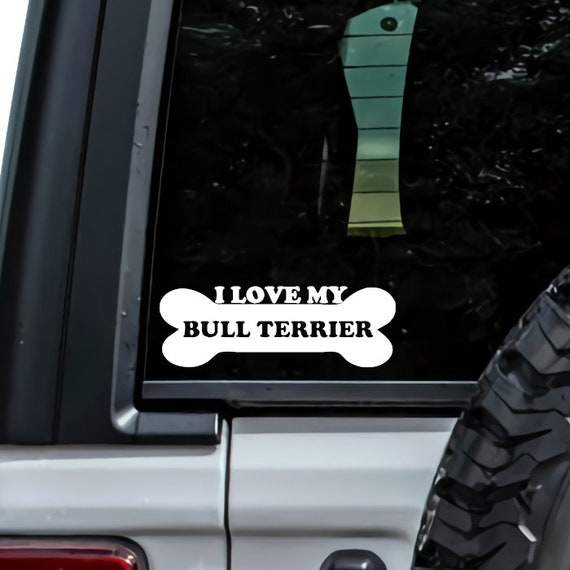 3 I love my Bull Terrier dog bumper vinyl stickers 1 large 2 small 