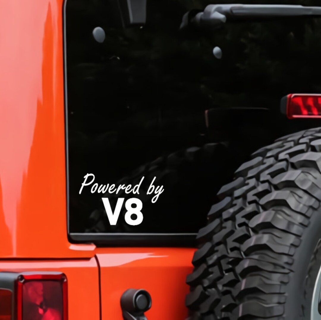 20-colors Powered by V8 5x3 Vinyl Decal Sticker Bumper Window Laptop ...