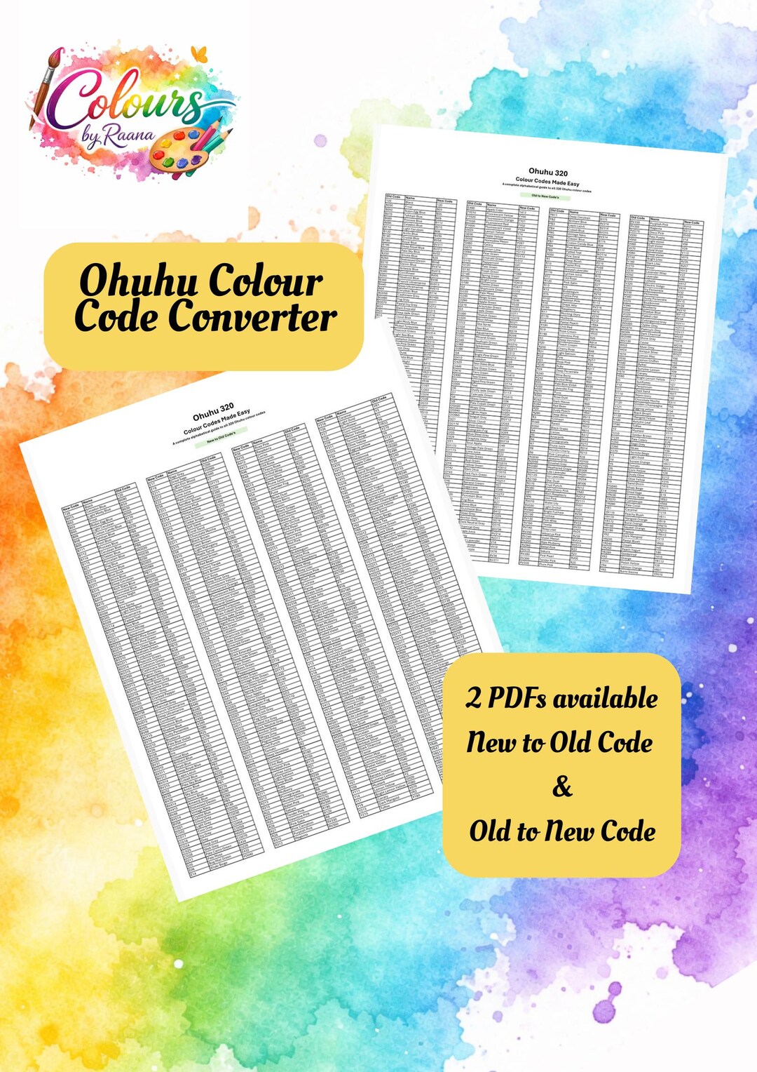 Ohuhu Colour Code Converter Chart | Old to New & New to Old Codes Chart ...