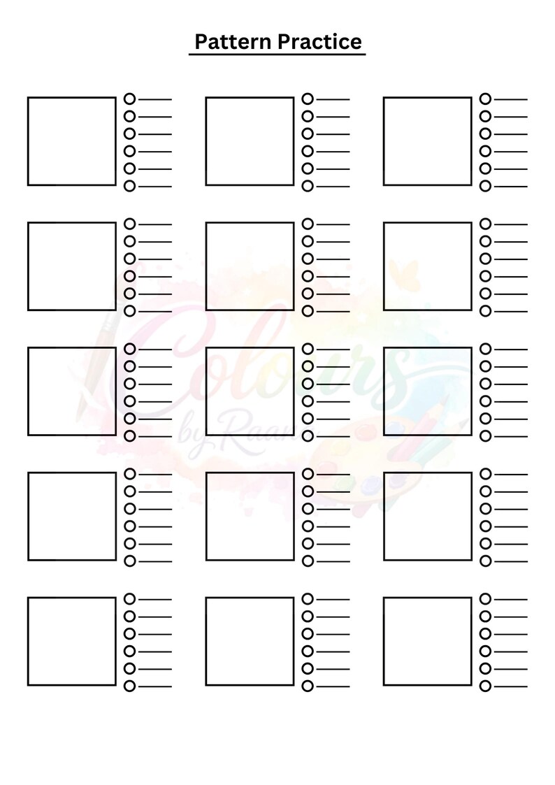 Printable Pattern Practice Paper | 8 & 12 Section Sheets + Blank Colour ...