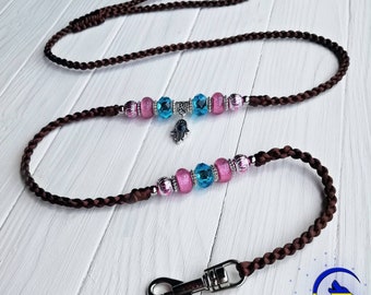 Dog show lead leash Handmade | for snake chain (cobra) | with carabiner loops clasp or braided eyelet | leads dogs mini small medium breeds