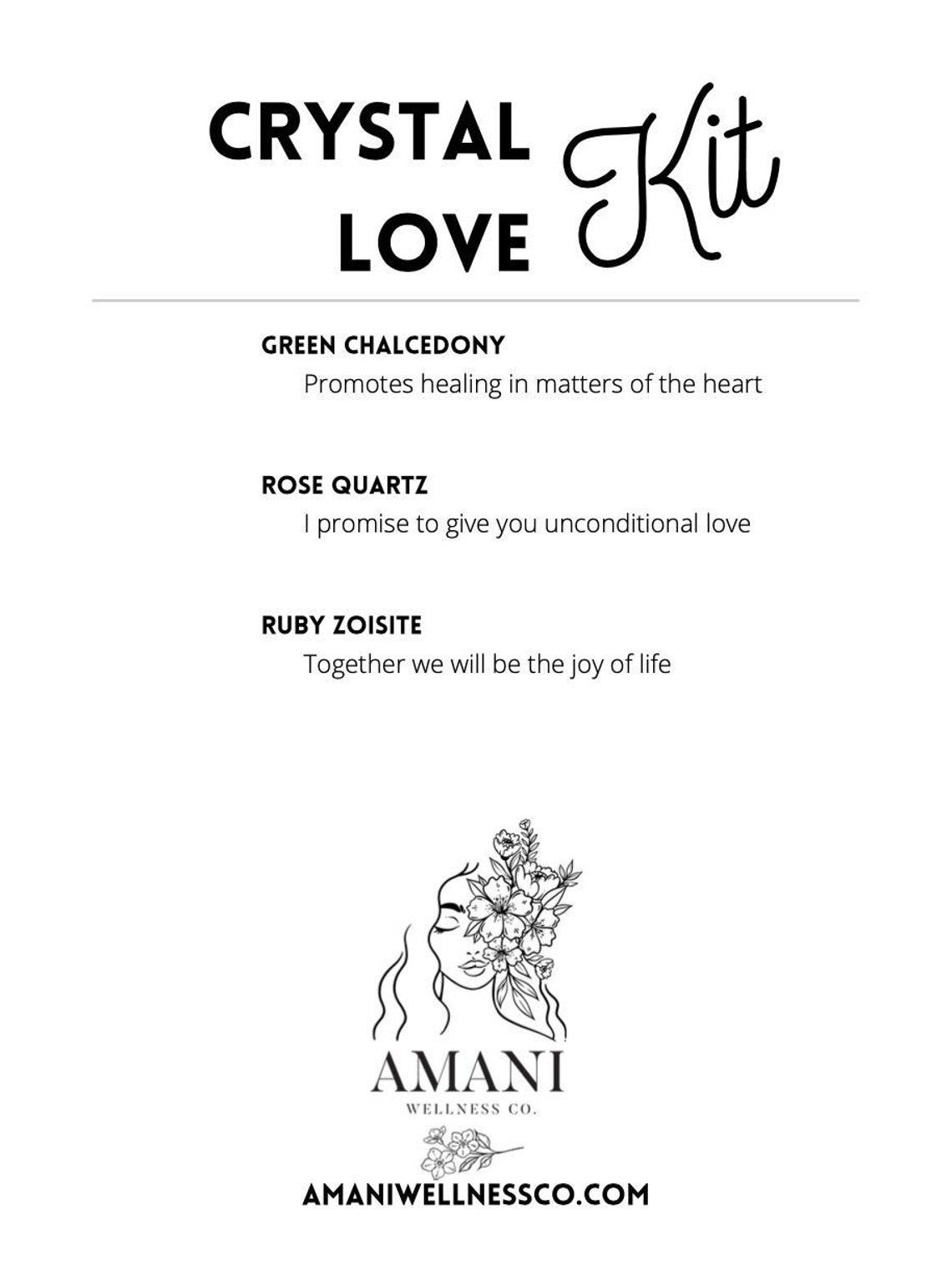 Crystal Kit for Love Love Crystal Kit Love Crystal Set Etsy