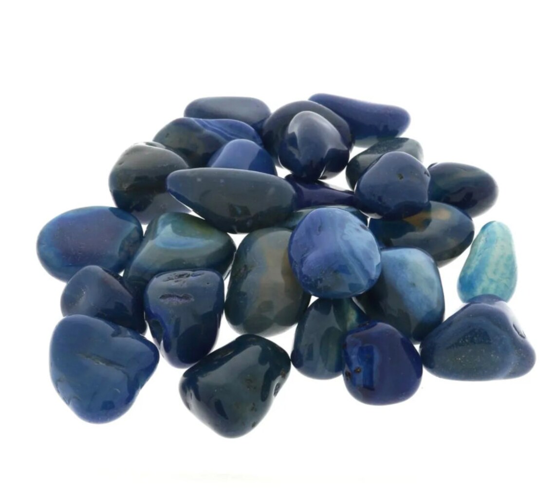 Agate Blue Tumbled Stone Medium Agate BLUE Stone Agate Etsy