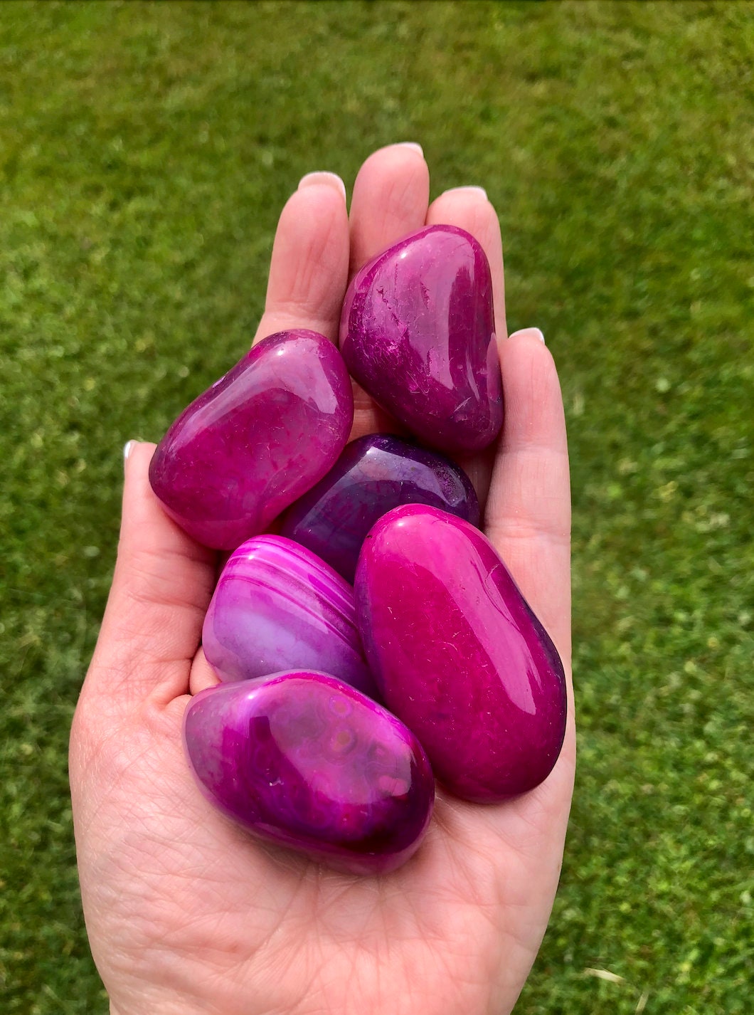 Agate Pink Tumbled Stone (Large), Agate Pink Stone, Agate Healing Cry…