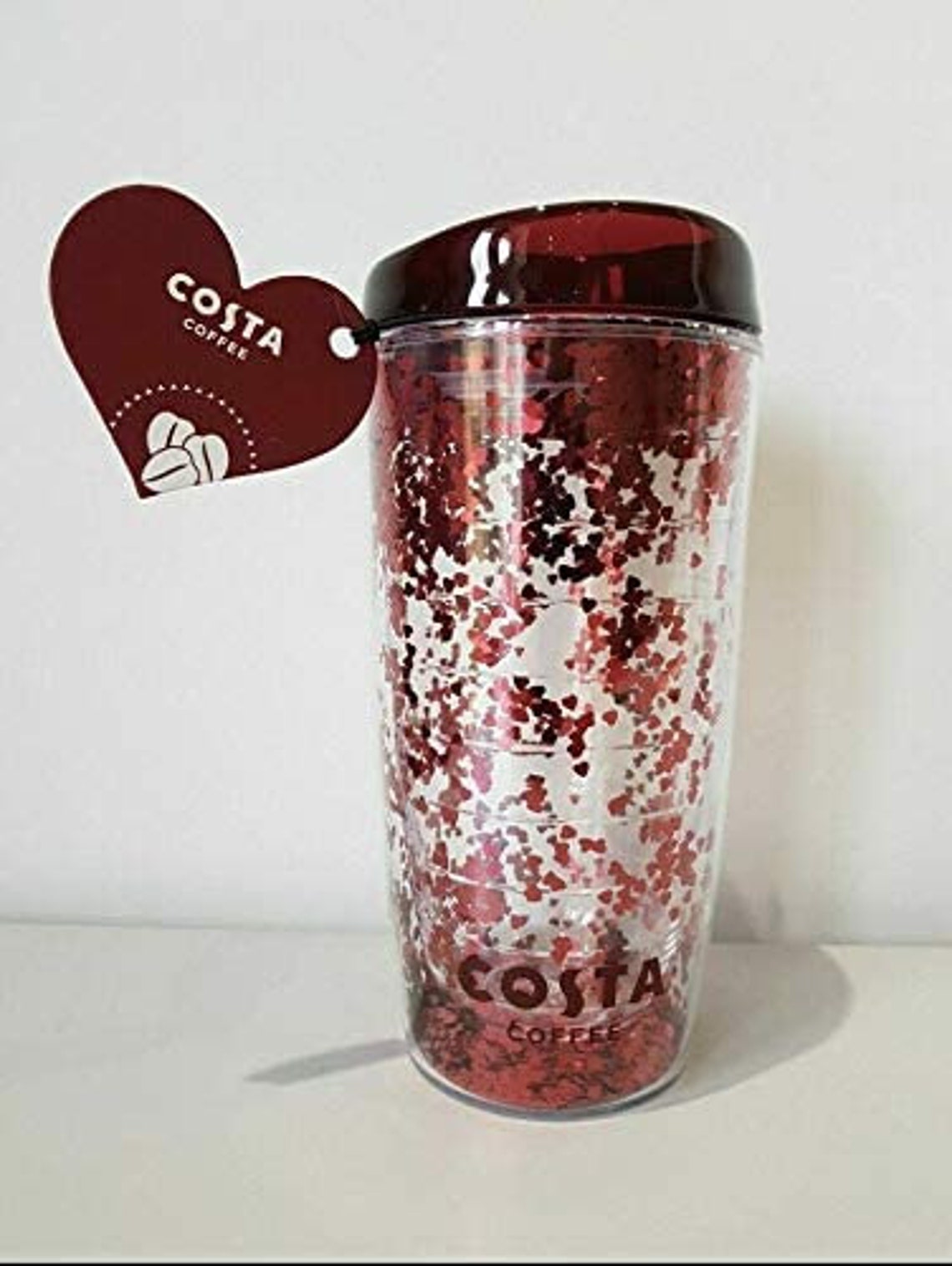 Costa Coffee Heart Glitter Travel Cup 450ml 16ozwith Gift Tag Etsy