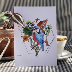 Illustration format carte postale, collection « Septembeurre », Martin pêcheur.