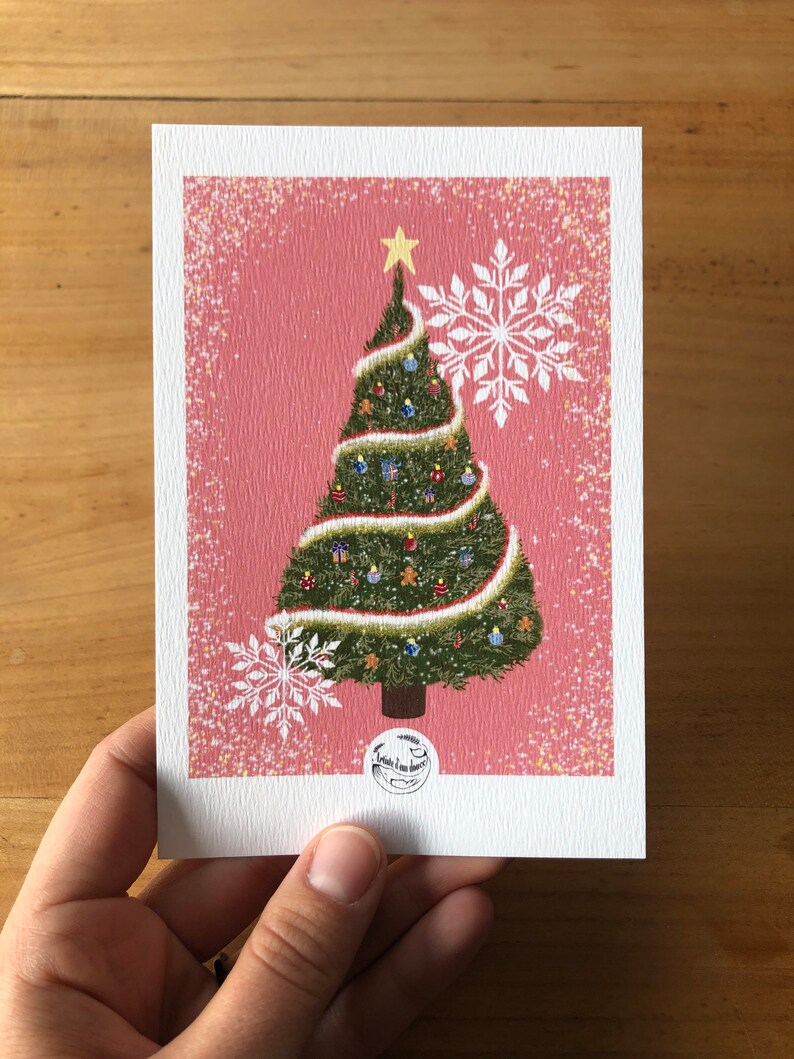 Cartes de Noël Sapin rose