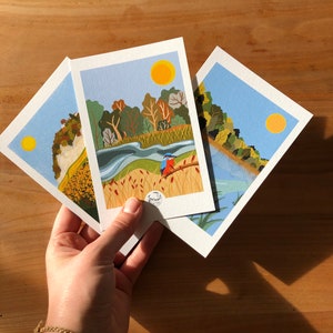 Lot de 3 illustrations format carte postale