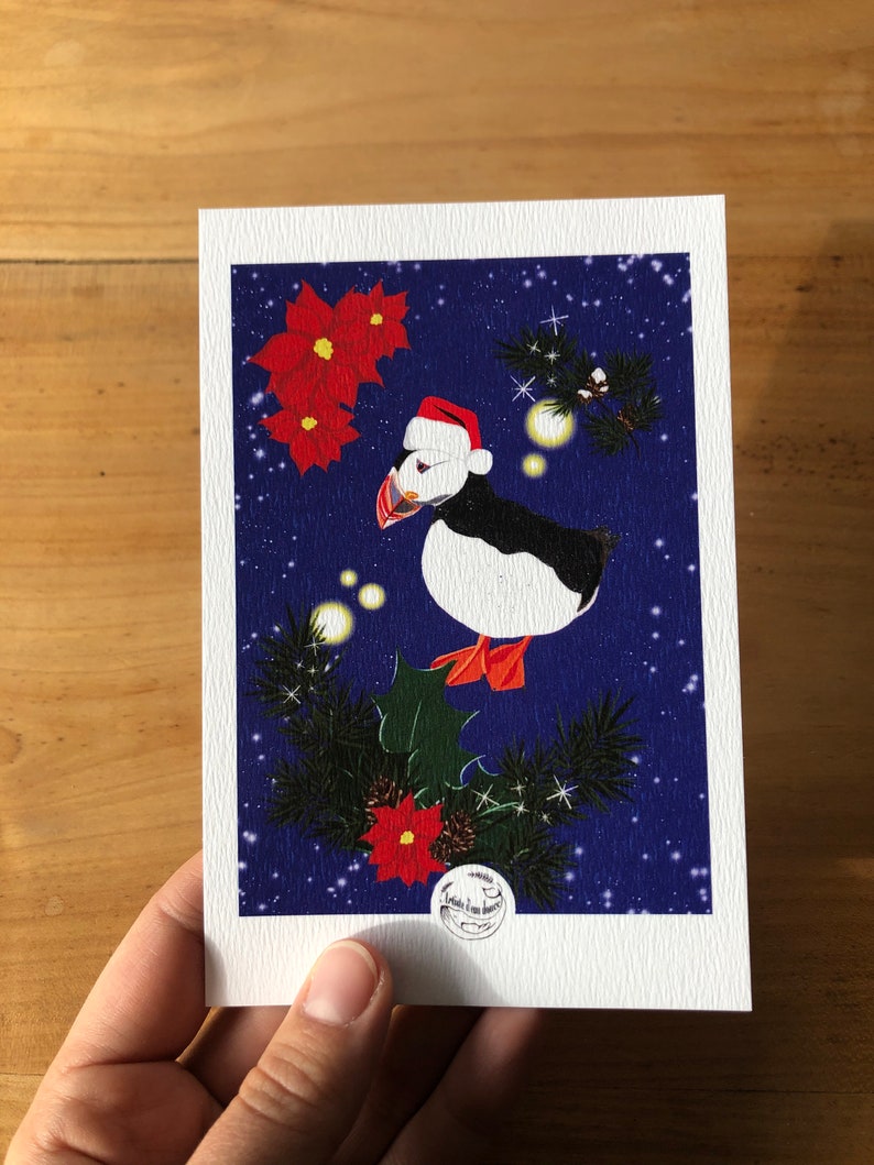 Cartes de Noël Macareux de Noël