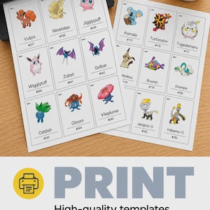 Complete Pokédex Printable Binder Placeholders (Digital Download)  (1-1025 English Names)