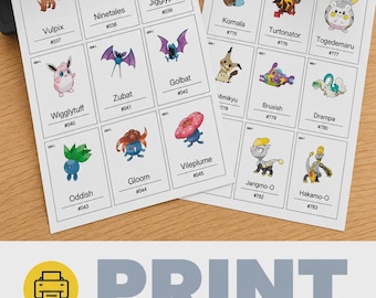 Complete Pokédex Printable Binder Placeholders (Digital Download)  (1-1025 English Names)