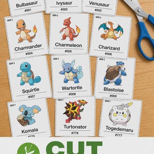 Pokémon Complete Pokédex Placeholder Cards (No. 1-1025 English Names) Printable TCG Binder Inserts, National Dex Card Printable PDF image 5