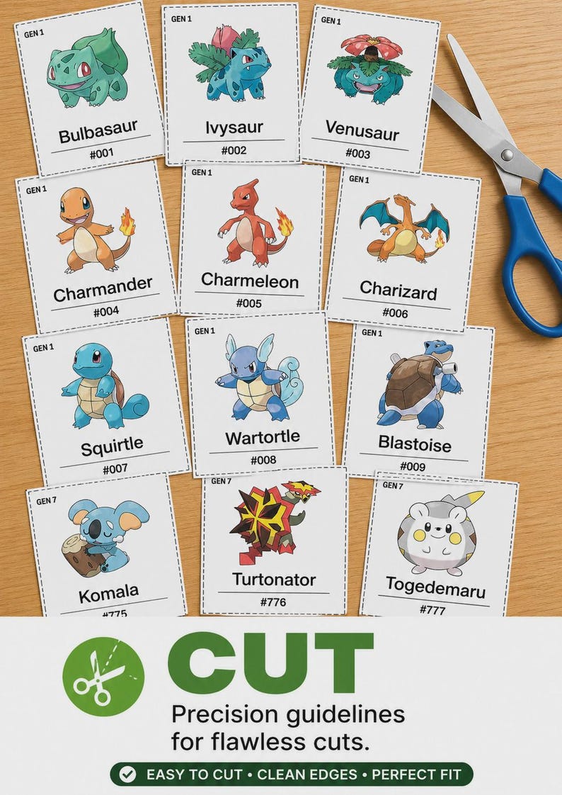 Pokémon Complete Pokédex Placeholder Cards (No. 1-1025 English Names) Printable TCG Binder Inserts, National Dex Card Printable PDF image 5