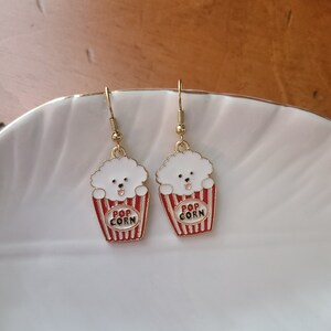 Popcorn Bichon Frise Earrings: Gold-Plated Dog Lover Gift