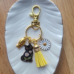 Cat Keychain - Cat Lover Gift - Cat Charm - Cat Mom - Black Cat - Meow - I Love My Cat - Cat Key Chain - Cat Jewelery - Cat Gift - Kitty Cat