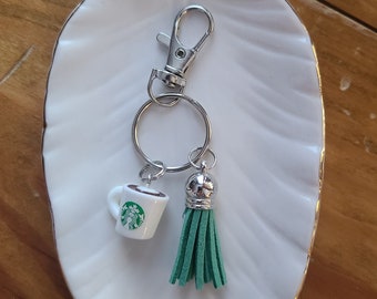 Starbucks Coffee Mug Keychain with Tassel - Coffee Lover Gift