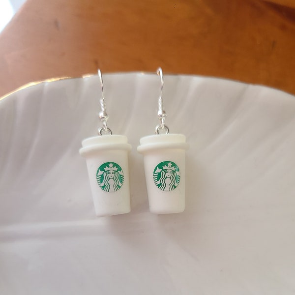 Starbucks Coffee Cup Earrings - Coffee Lover - Starbucks Charm - Coffee Cup - Coffee Jewelry - Dangle Earrings - Coffee Lover Gift