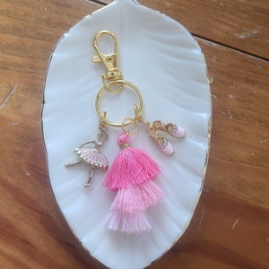 Ballerina Keychain: Ballet Shoe Charm, Pink Tassel - Dance Gift